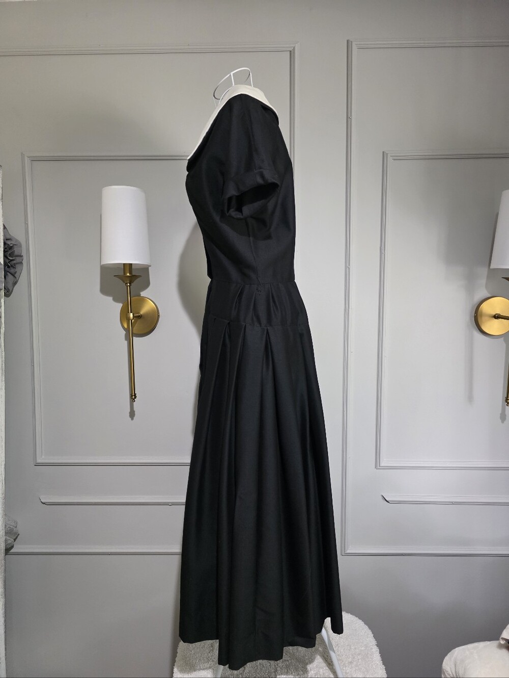Vintage Christian Dior new York Black Midi Dress with White - Picture 7 of 16